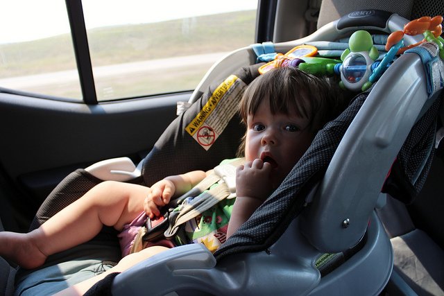 Mit genug Spielzeug bleibt es hinten lange ruhig © Eliza riding in the car von Bradley Gordon unter CC BY 2.0 Mit genug Spielzeug bleibt es hinten lange ruhig © Eliza riding in the car von Bradley Gordon unter CC BY 2.0