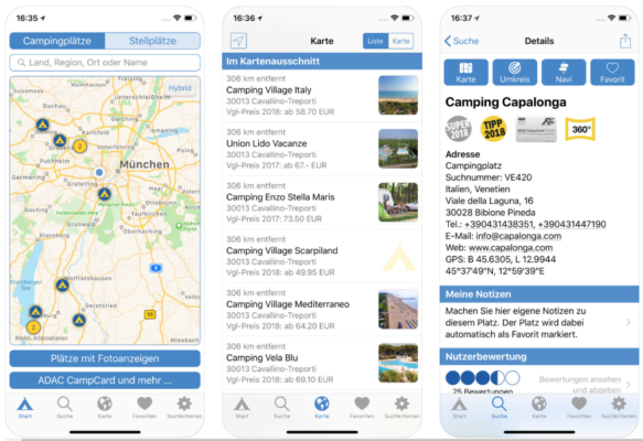 ADAC Camping App Camping- und Stellplatzführer 2018